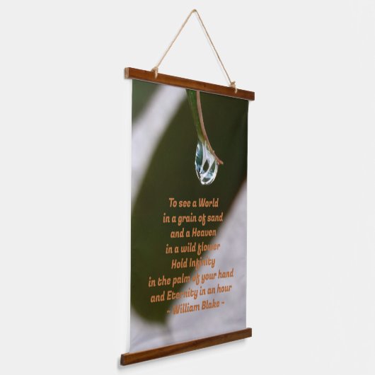 Raindrop op top van Leaf William Blake Quote Hangend Wandkleed (Gebogen)