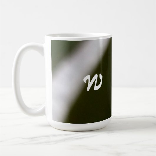 Raindrop op toppunt van leder met monogram fotogra koffiemok (Links)