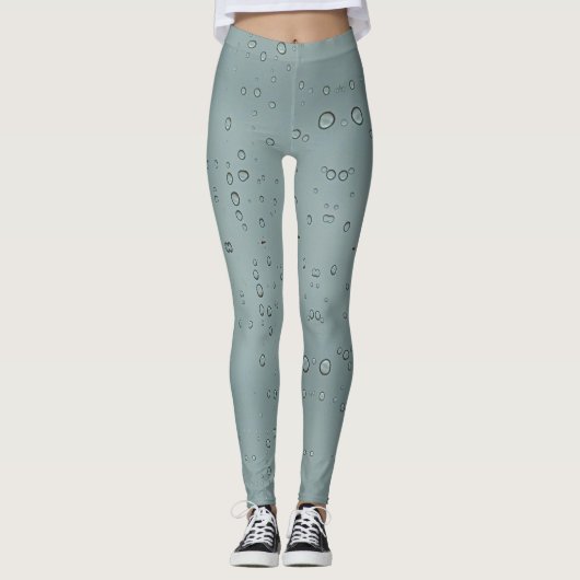 Raindrop Pattern Gray Natuur Foto Water Droplet Leggings (Voorkant)