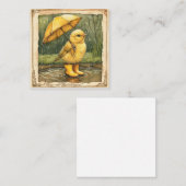 Raindrop Revelry: Vier met Fun Chick Notitiekaartje (Voorkant / Achterkant)