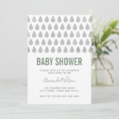 Raindrop Sage Green Grey Waterverf Baby shower  Kaart (Staand voorkant)