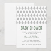 Raindrop Sage Green Grey Waterverf Baby shower  Kaart (Voorkant / Achterkant)