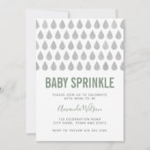 Raindrop Sage Green Grey Waterverf Baby Sprinkle Kaart (Voorkant)