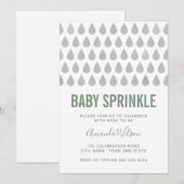 Raindrop Sage Green Grey Waterverf Baby Sprinkle Kaart (Voorkant / Achterkant)
