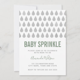 Raindrop Sage Green Grey Waterverf Baby Sprinkle Kaart