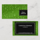 Raindropen, vers, groen visitekaartje (Voorkant / Achterkant)