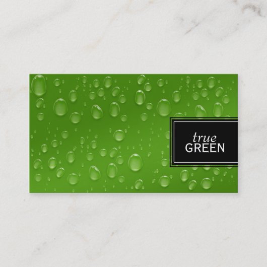Raindropen, vers, groen visitekaartje (Voorkant)