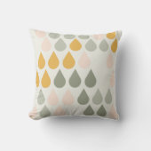 Raindrops Afdrukken Roze Sage Green Mustard Kussen (Voorkant)