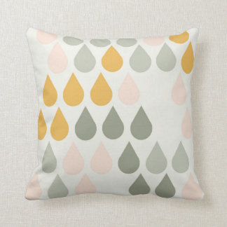 Raindrops Afdrukken Roze Sage Green Mustard Kussen