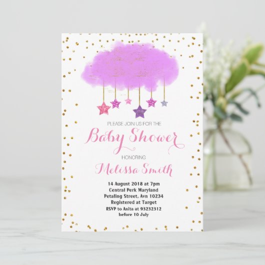 Raindrops Baby shower Kaart (Staand voorkant)