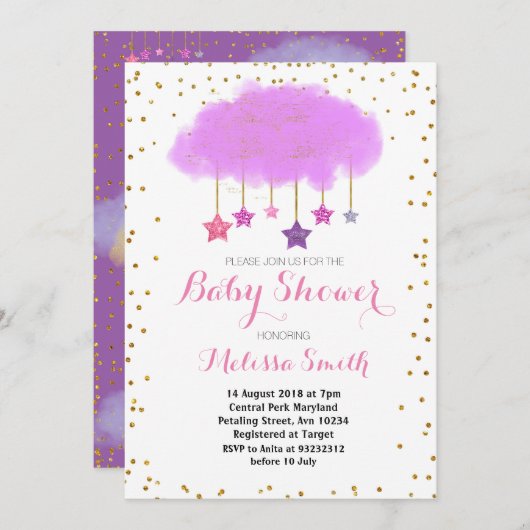 Raindrops Baby shower Kaart (Voorkant / Achterkant)