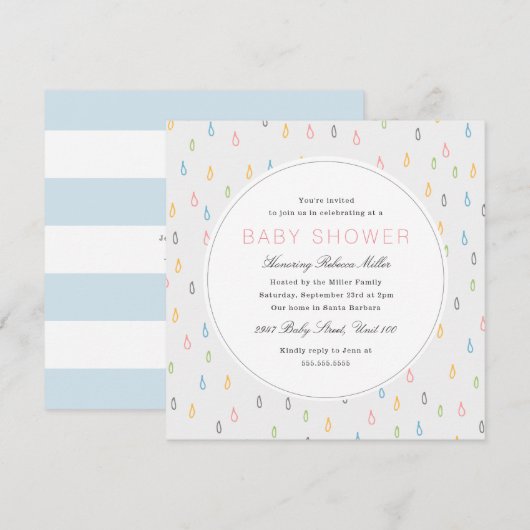 Raindrops-Baby shower Kaart (Voorkant / Achterkant)