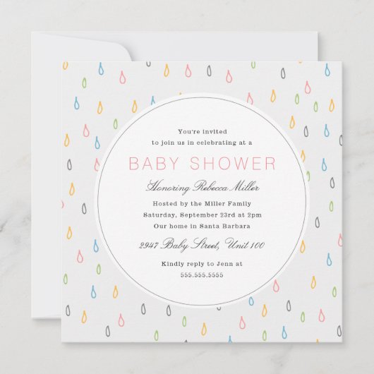 Raindrops-Baby shower Kaart (Voorkant)