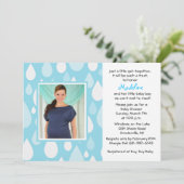 Raindrops Blue Photo Baby shower Invitation Kaart (Staand voorkant)