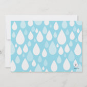 Raindrops Blue Photo Baby shower Invitation Kaart (Achterkant)