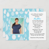 Raindrops Blue Photo Baby shower Invitation Kaart (Voorkant / Achterkant)