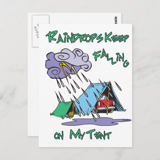 Raindrops Camping Briefkaart (Voorkant / Achterkant)