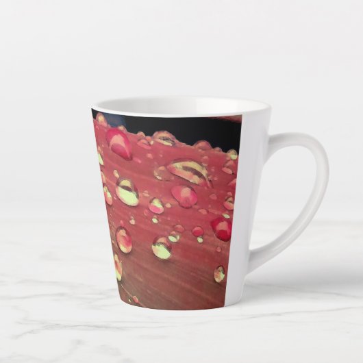 Raindrops Closeup, Spacey Cherry Red Latte Mok (Rechts)