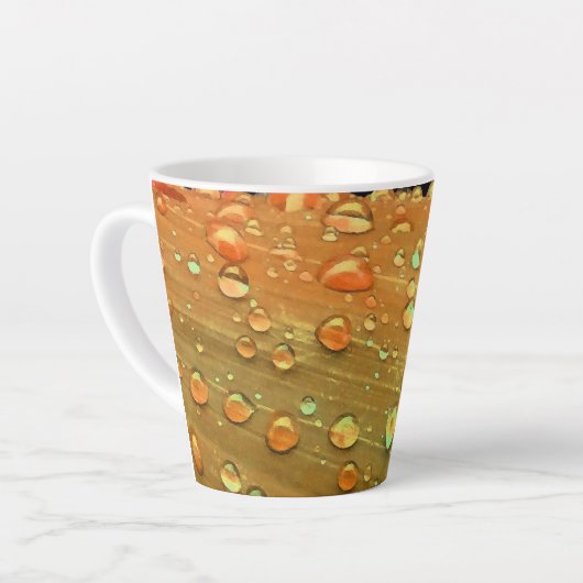 Raindrops Closeup, Spacey Rust Sinaasappel Latte Mok (Linkerhoek)