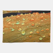 Raindrops Closeup, Spacey Rust Sinaasappel Theedoek (Horizontaal)