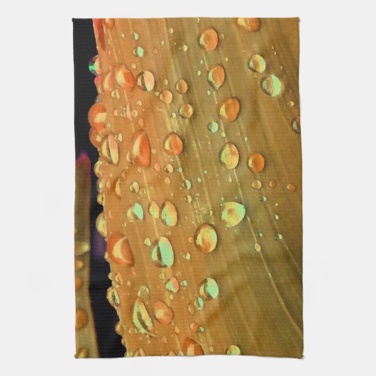 Raindrops Closeup, Spacey Rust Sinaasappel Theedoek (Verticaal)