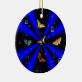 Raindrops en vlinder op zwart en blauw keramisch ornament (Rechts)