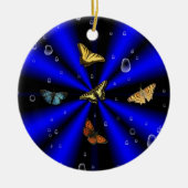 Raindrops en vlinder op zwart en blauw keramisch ornament (Voorkant)