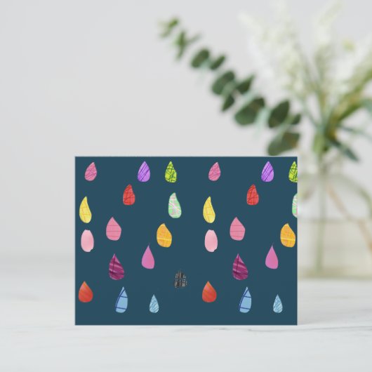 Raindrops kraakbeen schattige collage boho briefkaart (Staand voorkant)