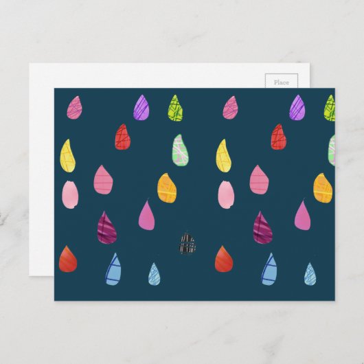 Raindrops kraakbeen schattige collage boho briefkaart (Voorkant / Achterkant)