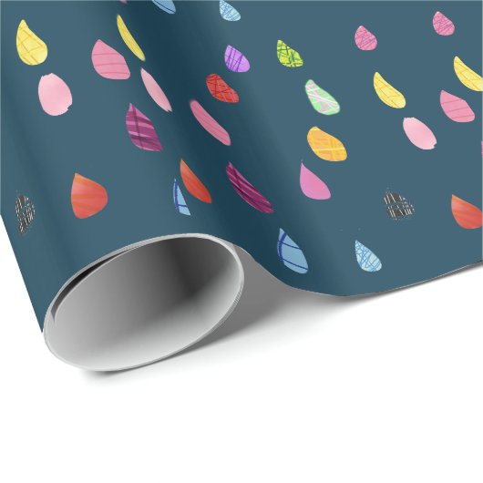 Raindrops kraakbeen schattige collage boho cadeaupapier (Rol Hoek)