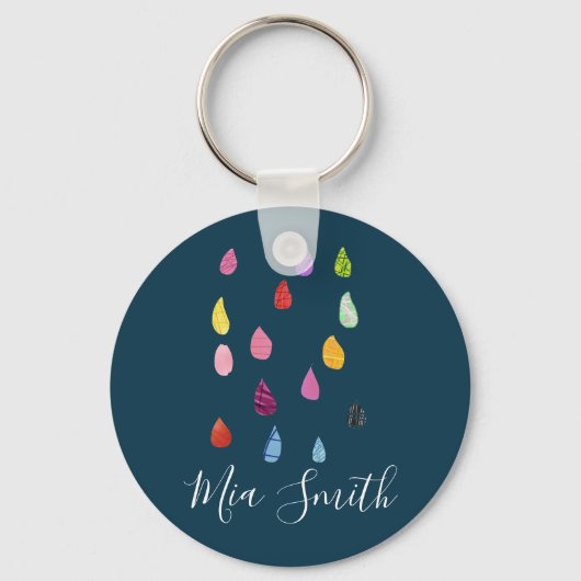 Raindrops kraakbeen schattige collage boho sleutelhanger (Voorkant)