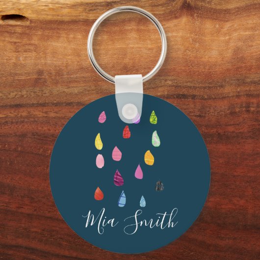 Raindrops kraakbeen schattige collage boho sleutelhanger (Voorkant)