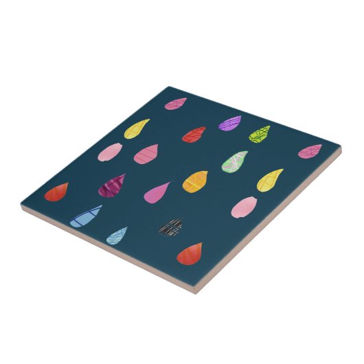 Raindrops kraakbeen schattige collage boho tegeltje (Zijkant)