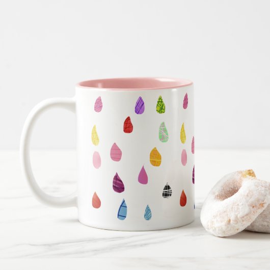 Raindrops kraakbeen schattige collage boho tweekleurige koffiemok (Met donut)