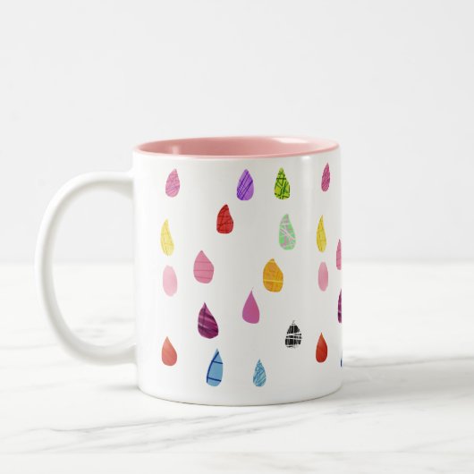 Raindrops kraakbeen schattige collage boho tweekleurige koffiemok (Links)