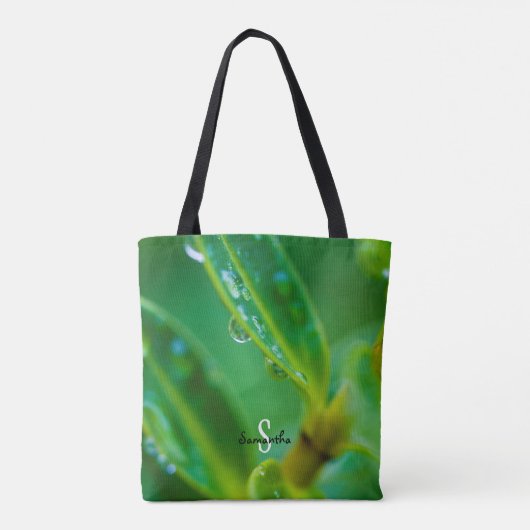Raindrops on Green Leaves Tote bag (Achterkant)