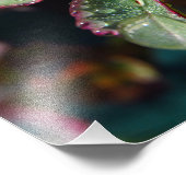 Raindrops op bladeren van rozen bomen foto afdruk (Hoek)