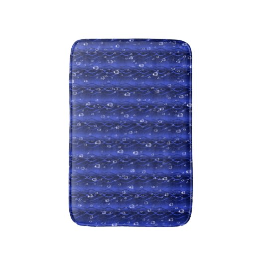 Raindrops op blauw metaal badmat (Voorkant Verticaal)