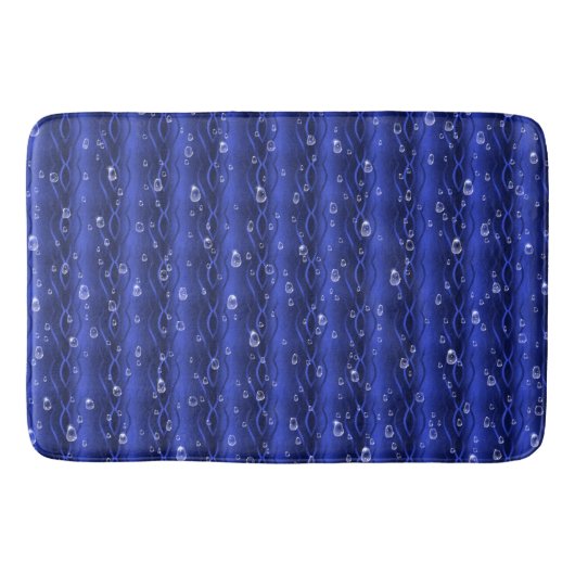 Raindrops op blauw metaal badmat (Voorkant)