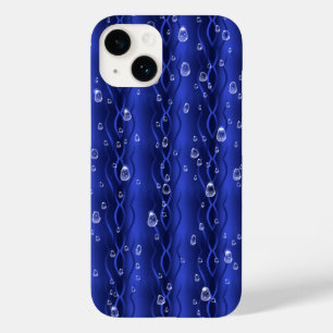 Raindrops op blauw metaal Case-Mate iPhone 14 hoesje