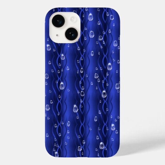 Raindrops op blauw metaal Case-Mate iPhone case (Achterkant)