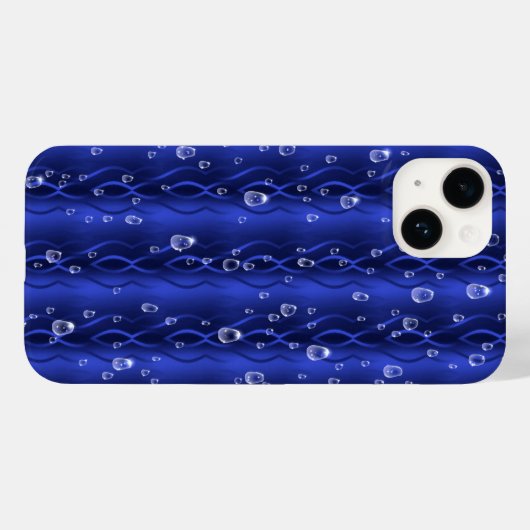 Raindrops op blauw metaal Case-Mate iPhone case (Achterkant (horizontaal))