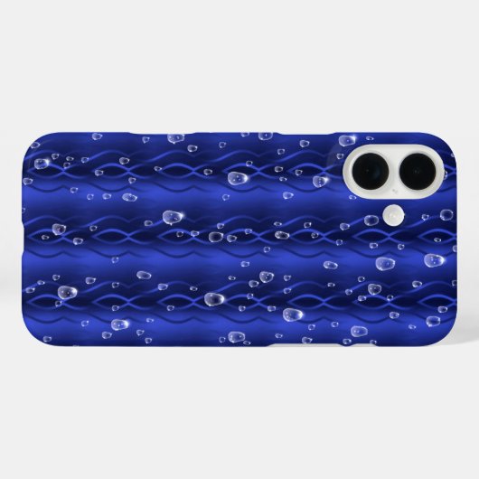Raindrops op blauw metaal Case-Mate iPhone case (Achterkant (horizontaal))