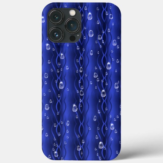 Raindrops op blauw metaal Case-Mate iPhone case (Achterkant)