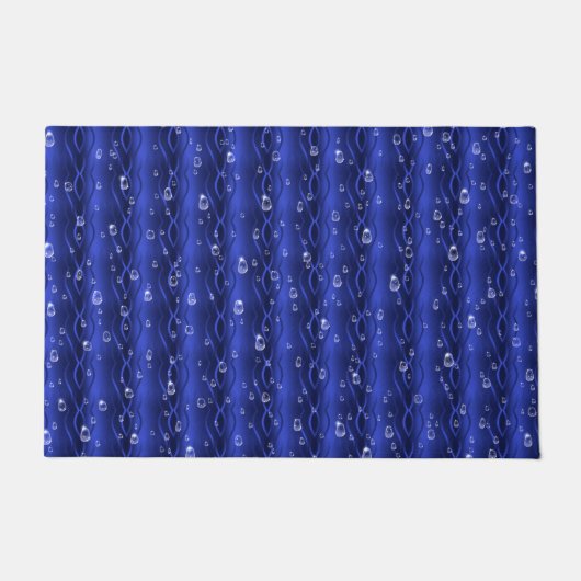 Raindrops op blauw metaal deurmat (Voorkant)