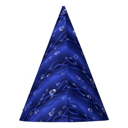 Raindrops op blauw metaal feesthoedjes (Achterkant)