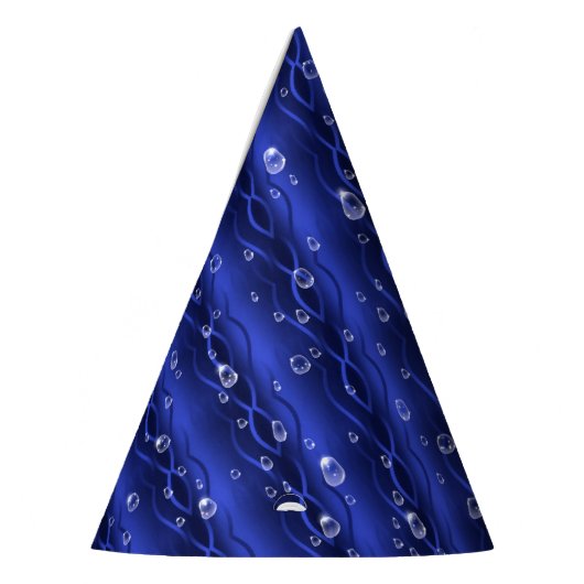 Raindrops op blauw metaal feesthoedjes (Links)