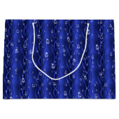 Raindrops op blauw metaal groot cadeauzakje (Voorkant)