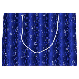 Raindrops op blauw metaal groot cadeauzakje