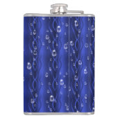 Raindrops op blauw metaal heupfles (Achterkant)